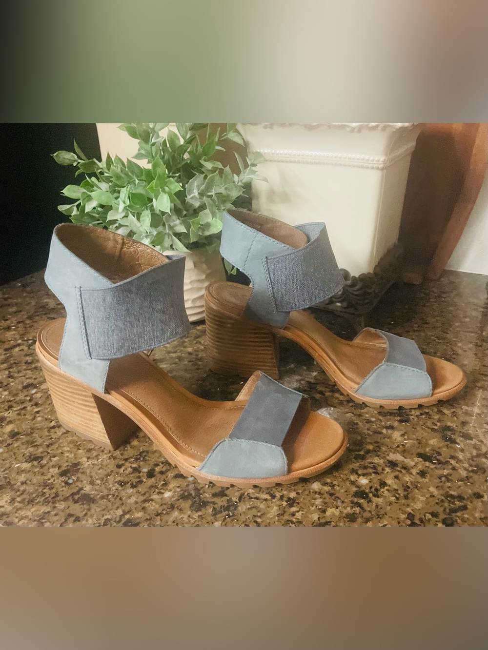 Sorel Women's Light Blue Block Heel Sandals